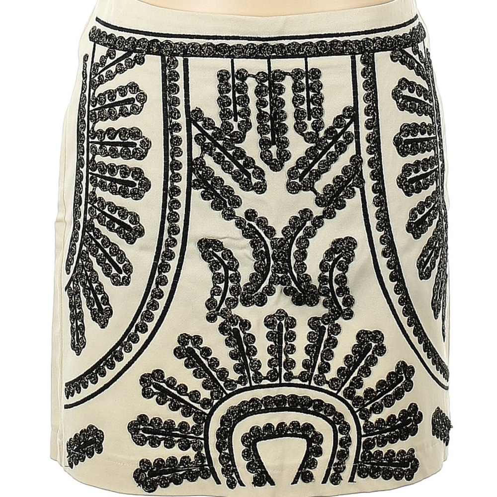 Blue Rain by Francesca Black and Cream Embellished Mini Pencil Skirt NWT